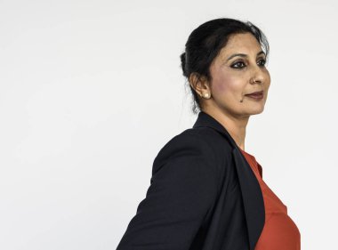 Neşeli iş kadını stüdyo