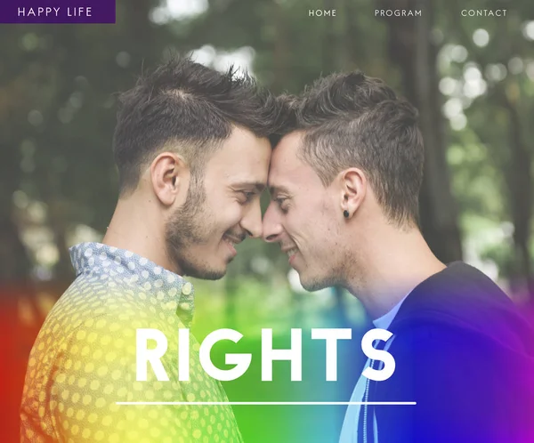 Homo paar raken met voorhoofd — Stockfoto