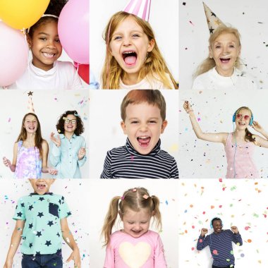 gülümseyen insanlarla yüz ifadeleri