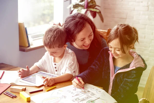 Mother with son and daughter — Stock Photo, Image