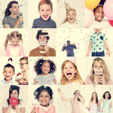 gülümseyen insanlarla yüz ifadeleri