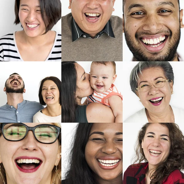 Набор людей, смеющихся над многообразием — стоковое фото