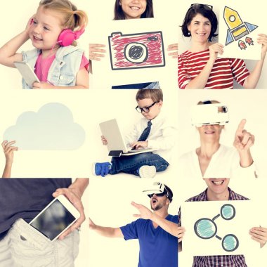 Dijital aygıtlar kullanan insanlar