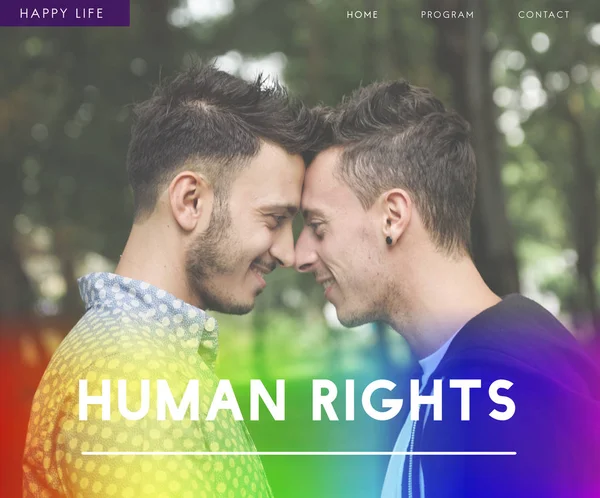 Homo paar raken met voorhoofd — Stockfoto