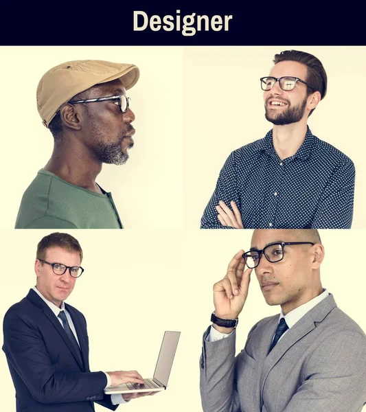 Ensemble de Diversité Hommes portant des lunettes — Photo