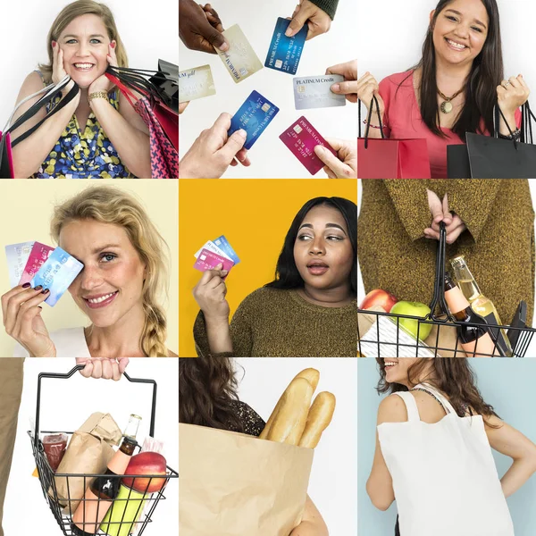 多様性の女性が買い物を楽しんで — ストック写真