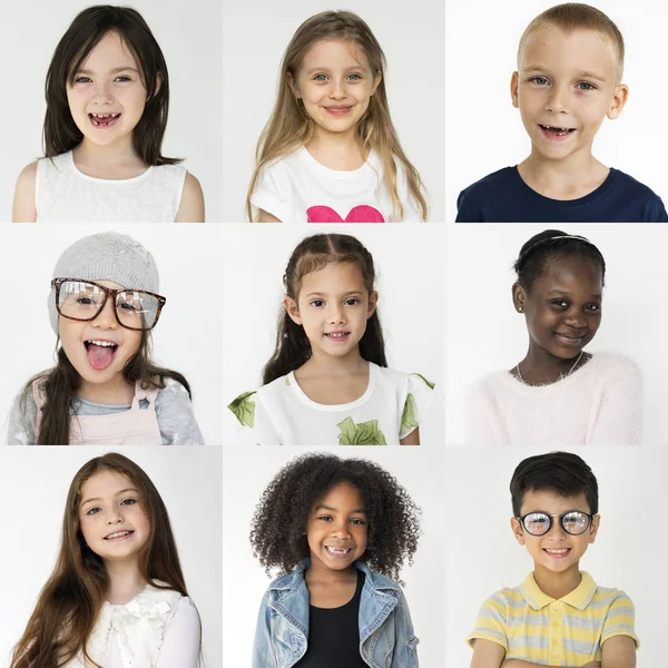 集的多样性开朗的孩子 — 图库照片