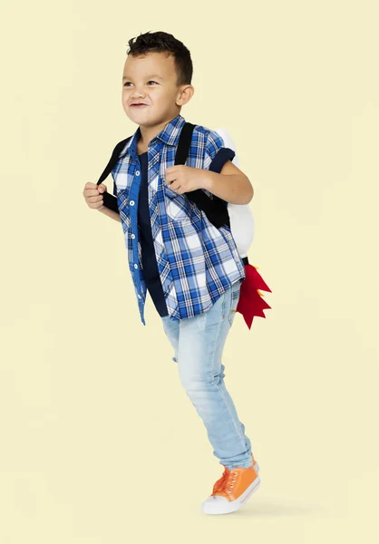 Chlapec s hračkou jetpack — Stock fotografie