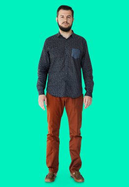 sakallı adam Studio poz