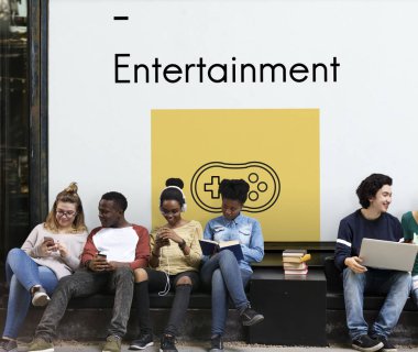 Genç öğrenciler afişini siting 