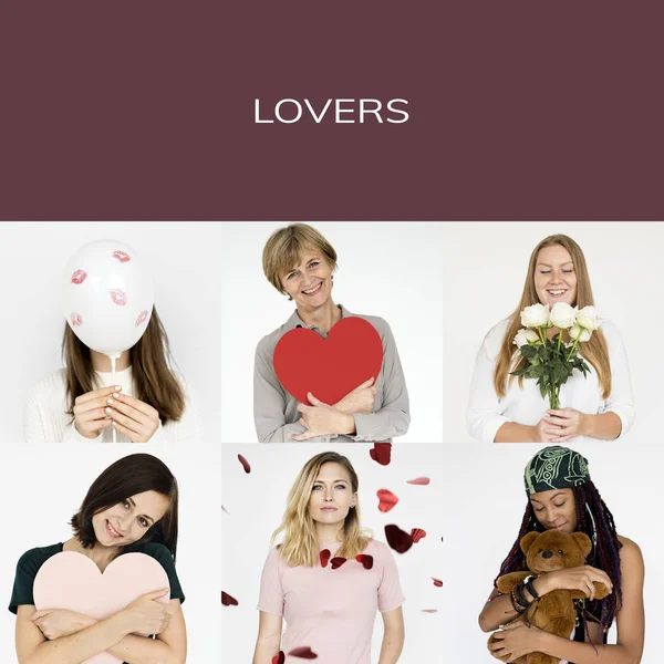 Personas con iconos de amor — Foto de Stock