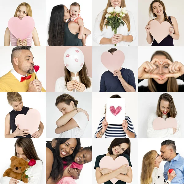 Personer med kärlek ikoner — Stockfoto