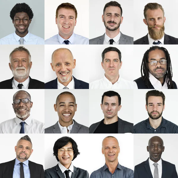 Collage med mångfald affärsmän — Stockfoto