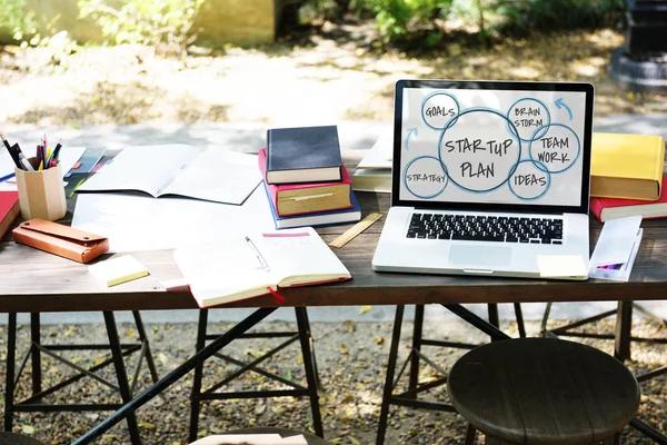 Work space with notebooks and books — Stock Photo, Image