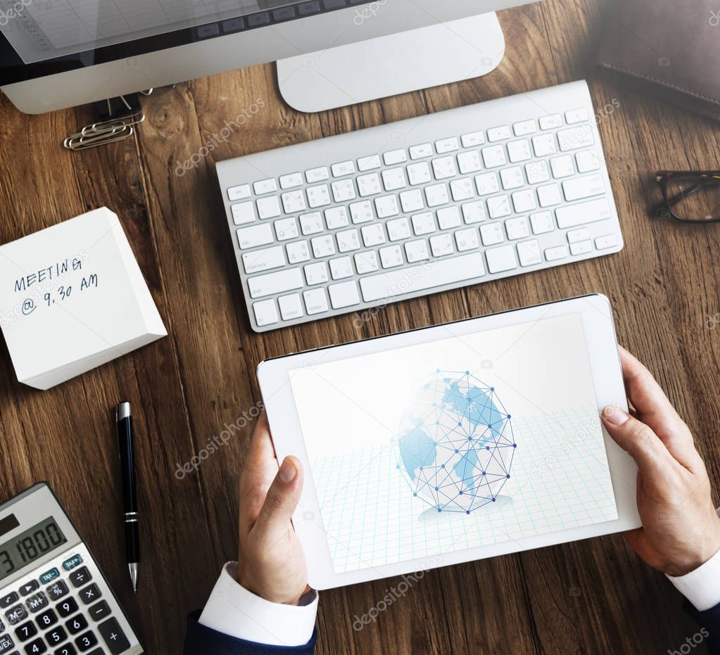 businessman using digital tablet 