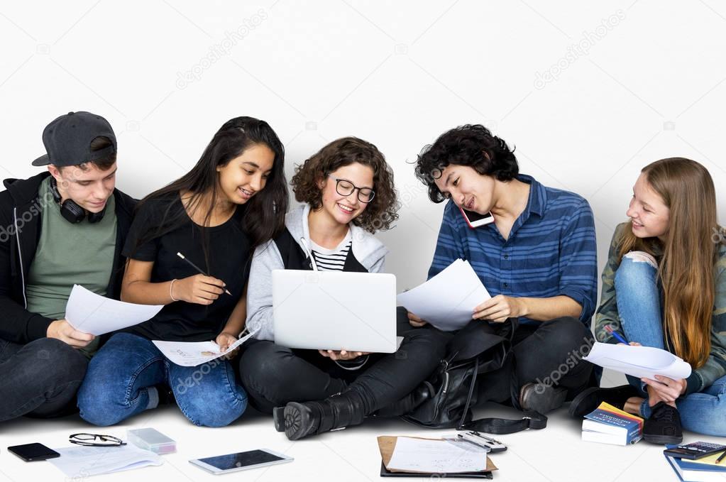 Students Reading Text Book
