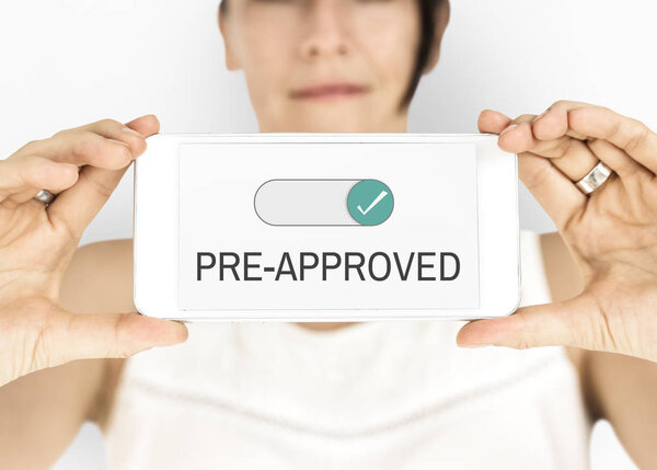 woman holding smartphone. 