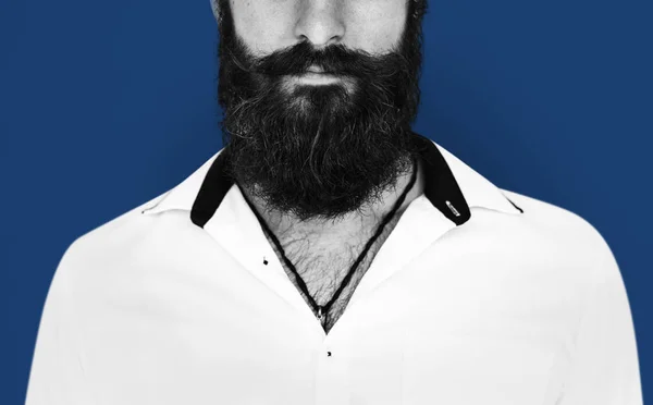 Mann mit Schnurrbart und Bart — Stockfoto