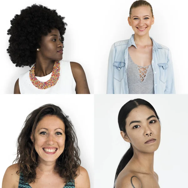 Kvinnor med ansikte uttryck i studion — Stockfoto
