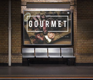 Otobüs durağı koltuklar ve reklam kurulu