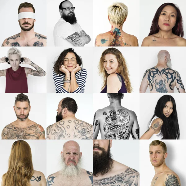 Diverse mensen met tatoeages — Stockfoto