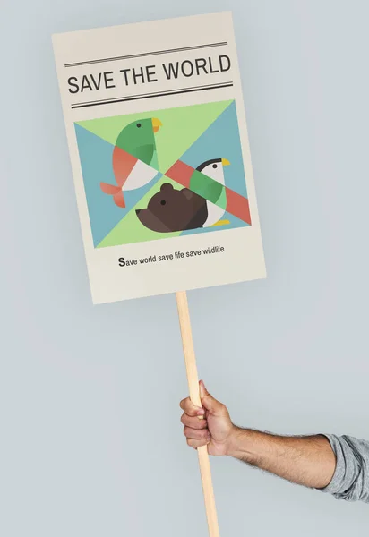 Emberi kezében tiltakozás plakát — Stock Fotó