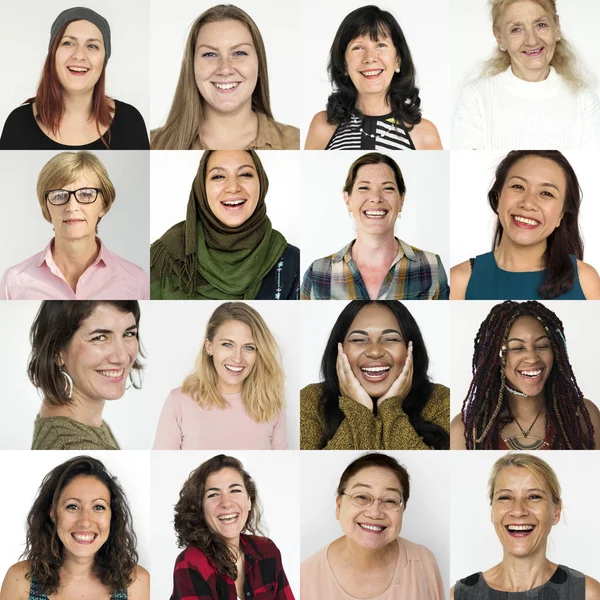 Skiftande leende kvinnor — Stockfoto