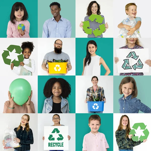 Lidé a recyklaci koncept — Stock fotografie