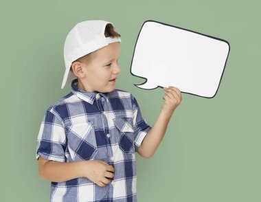 Küçük çocuk Holding Chatbox