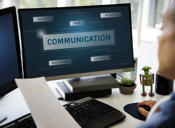 Businessman brainstorming at workplace table — Stock Photo, Image