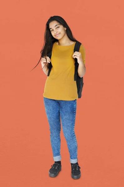 Girl carrying bag — Stock Photo, Image