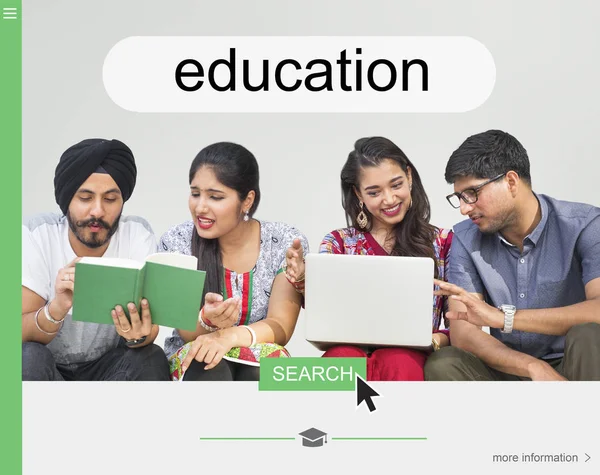 Young indian students working together — Stock Photo, Image