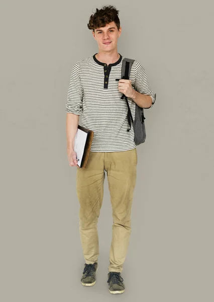Чоловік студент з рюкзаком — стокове фото