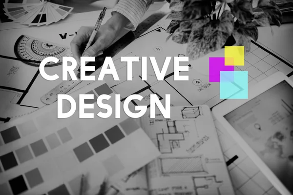 Designer drawing project plan — Stock Photo, Image