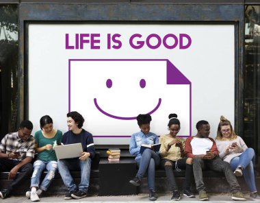 Genç öğrenciler afişini siting 