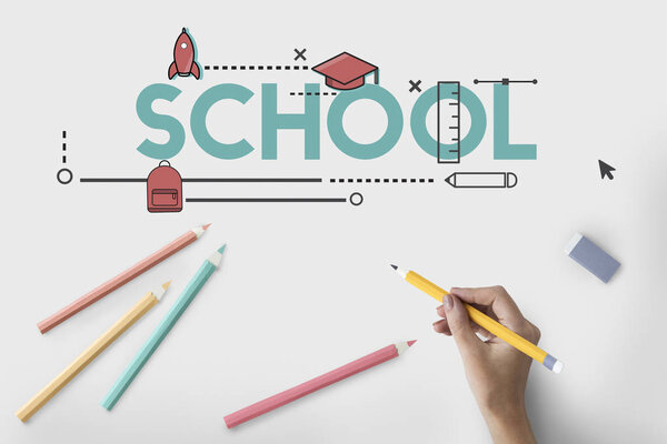 woman drawing with colorful pencils