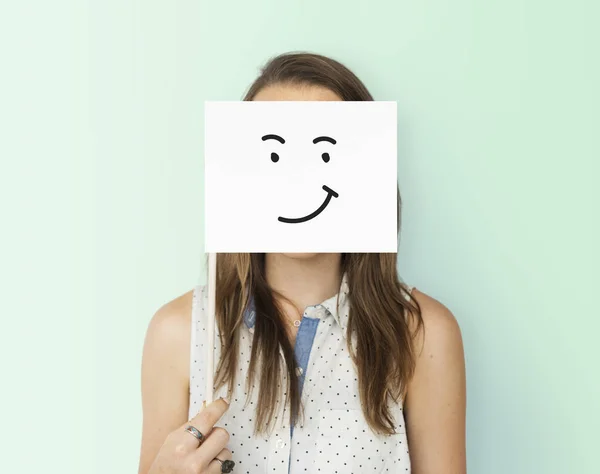 Kobieta z rysunku twarzy emocji — Zdjęcie stockowe