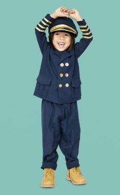 mutlu küçük çocuk Pilot kostüm