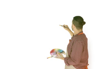 adam boş duvara çizim