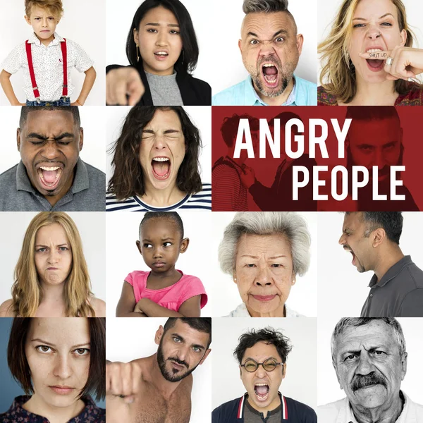 Люди сердитися обличчя вираз — стокове фото