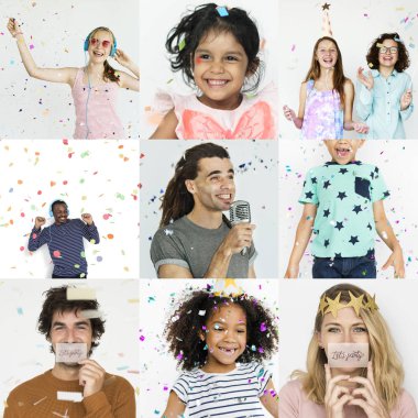 gülümseyen insanlarla yüz ifadeleri