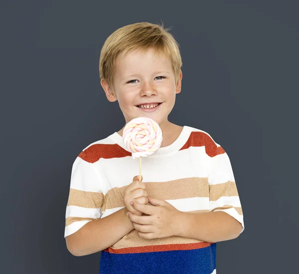 Kis fiú lollypop — Stock Fotó