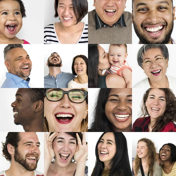 Gülümseyen insanlarla yüz ifadeleri — Stok fotoğraf