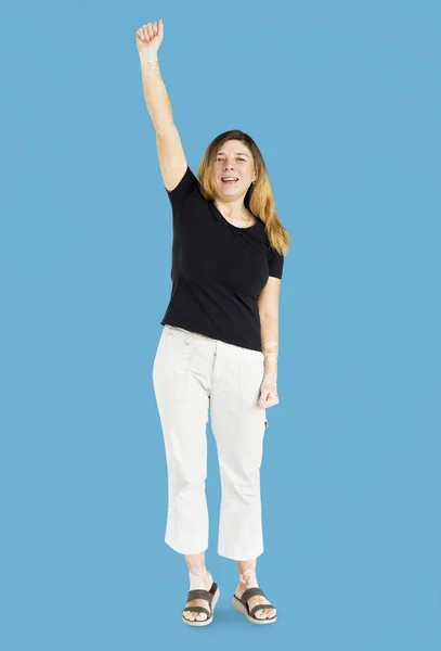 Mujer sosteniendo la mano levantada — Foto de Stock