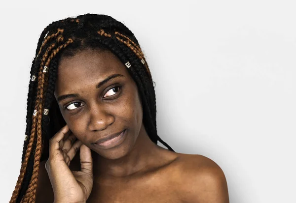 Afro-Amerikaanse vrouw Shirtless — Stockfoto
