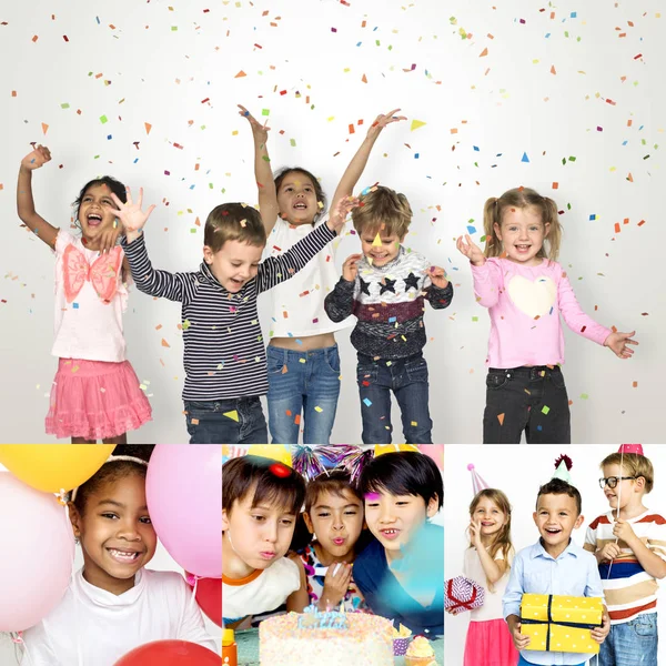 Collage met diversiteit kinderen — Stockfoto