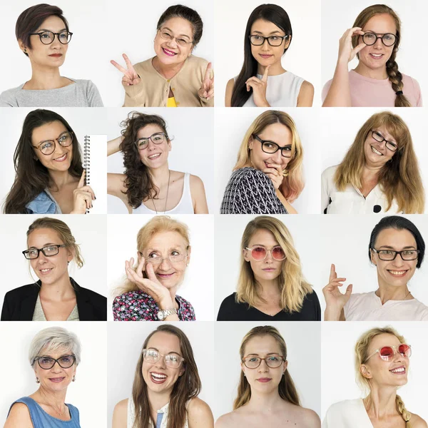 多样性妇女与微笑的脸 — 图库照片
