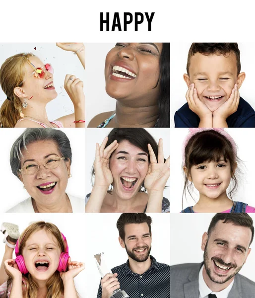 Glimlachende mensen met gezicht expressies — Stockfoto