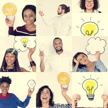 Çeşitlilik insanlarla ampulleri