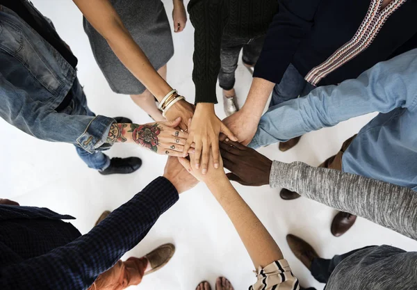 Diversity people in circle hands together — Stock Photo, Image